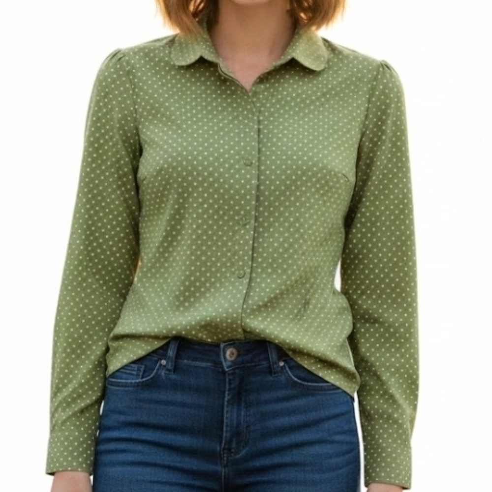 Banana Republic Olive Polka Dot Shirt